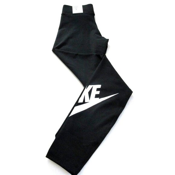 Nike Sportswear Women's Essential High Waisted Logo Leggings Pants Black NWT - Picture 2 of 3